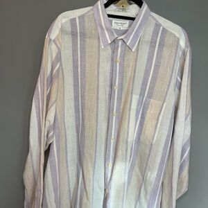 Yves Saint Laurent Men's Lavender and White Striped Shirt